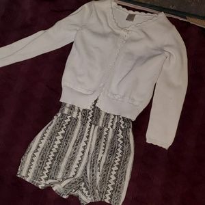 Romper paired with a spring sweater